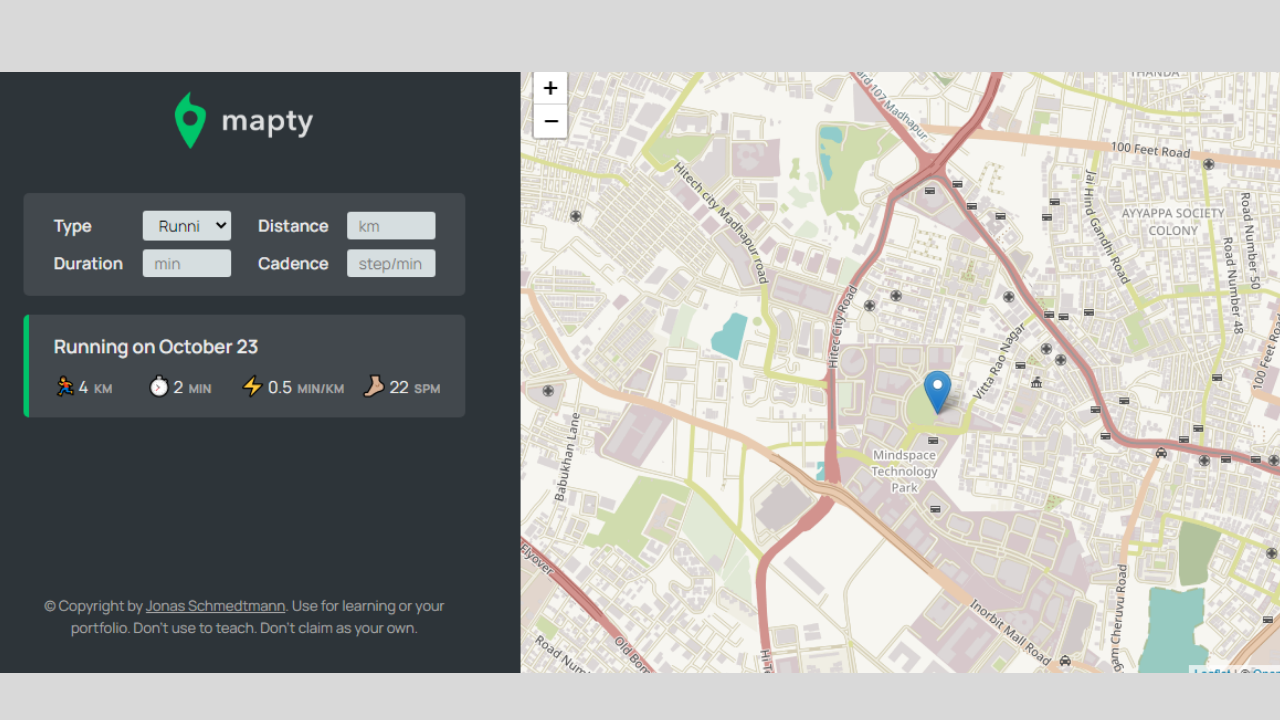 Mapty WebApp